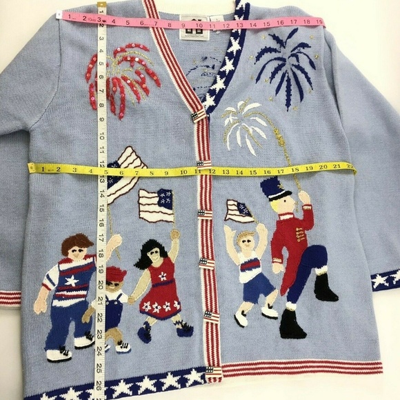 HSN Storybook Knits Sweater Large 4th of July - Picture 7 of 8